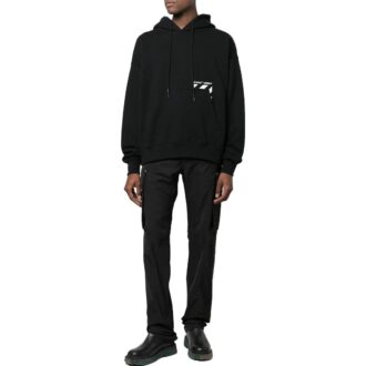 Off-White para hombre, colección Otoño-Invierno 2022, sudadera con cordón y estampado del logotipo, color negro