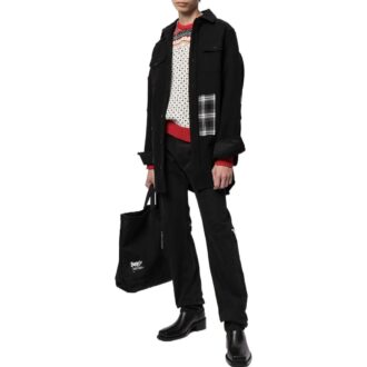 Off-White para hombre, colección primavera-verano 2022, chaqueta con cuello de solapa y bolsillos a cuadros con estampado de logotipo, color negro