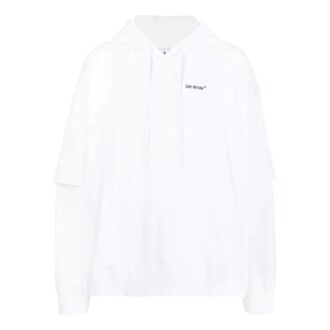 Off-White para hombre, colección primavera-verano 2022, con estampado de logotipo y diseño de flechas, con capucha y manga larga, color blanco