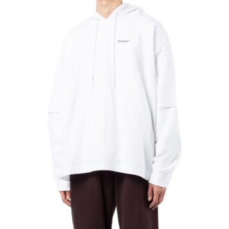 Off-White para hombre, colección primavera-verano 2022, con estampado de logotipo y diseño de flechas, con capucha y manga larga, color blanco