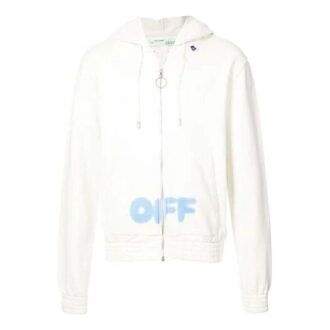 Off-White para hombre con cremallera y logotipo, blancas