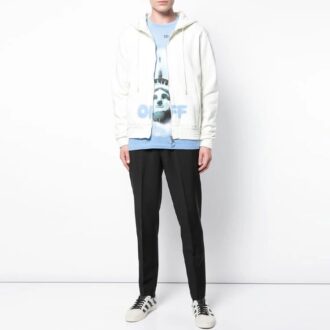 Off-White para hombre con cremallera y logotipo, blancas