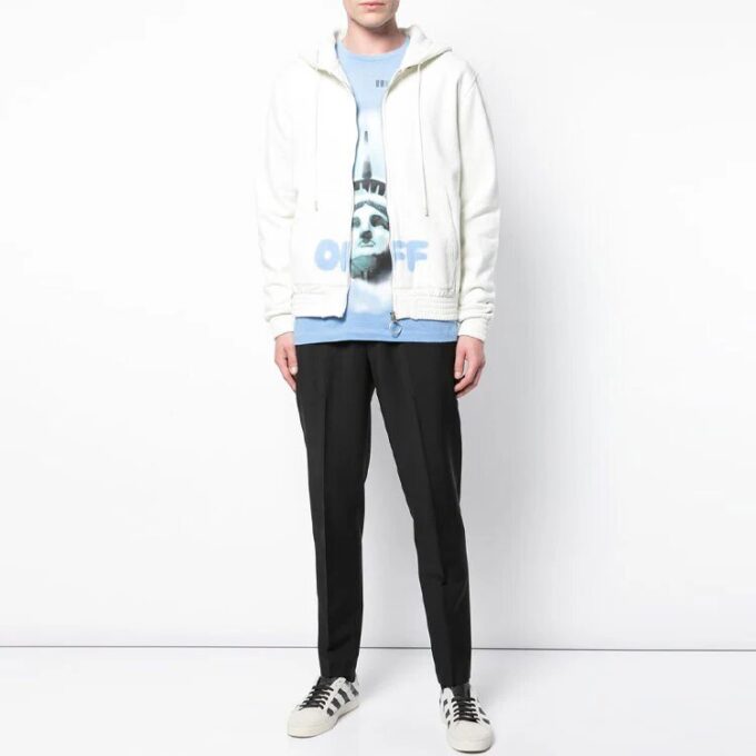 Off-White para hombre con cremallera y logotipo, blancas