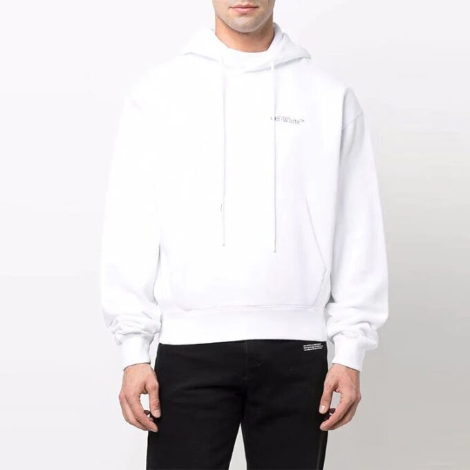 Off-White para hombre, con estampado, con capucha y manga larga, blanco