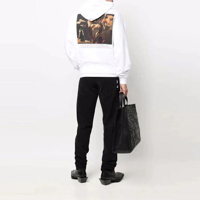 Off-White para hombre, con estampado, con capucha y manga larga, blanco