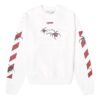 Off-White para hombre con estampado de araña y logotipo, cuello redondo y manga larga, blanco