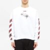 Off-White para hombre con estampado de araña y logotipo, cuello redondo y manga larga, blanco