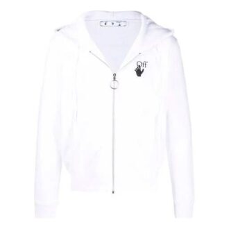 Off-White para hombre con estampado de logotipo y cremallera, blanco