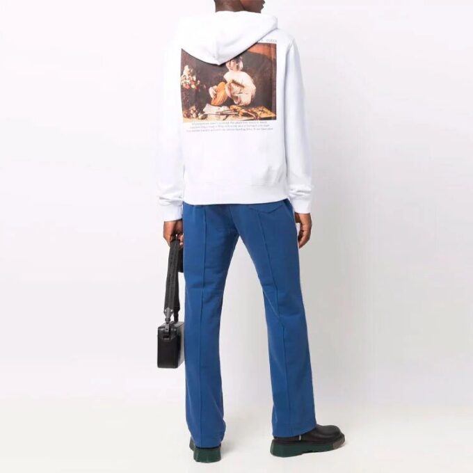 Off-White para hombre con estampado de logotipo y cremallera, blanco