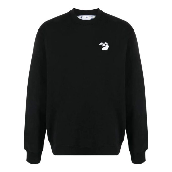 Off-White para hombre, cuello redondo con estampado del logotipo, corte holgado, negro