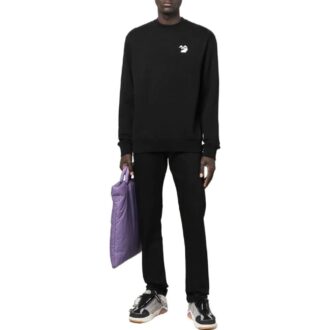 Off-White para hombre, cuello redondo con estampado del logotipo, corte holgado, negro