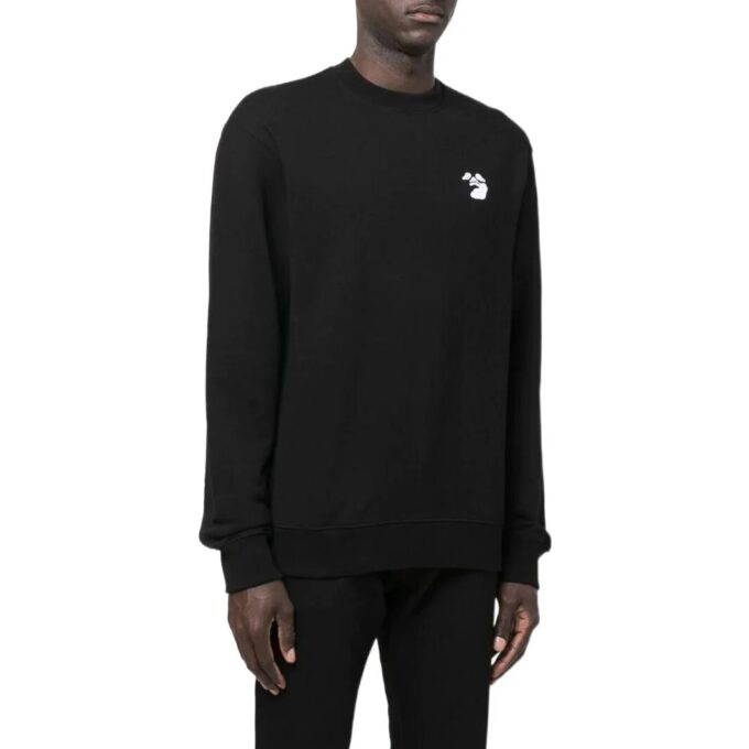 Off-White para hombre, cuello redondo con estampado del logotipo, corte holgado, negro