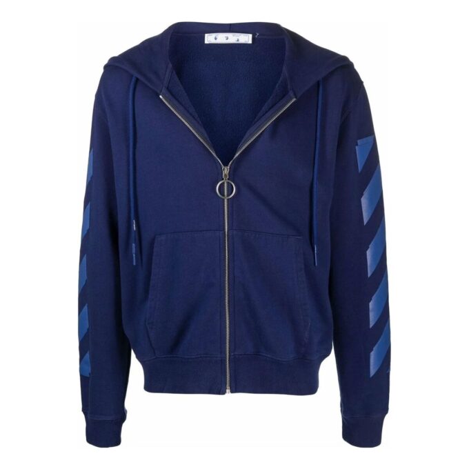 Off-White para hombre FW21 con cremallera a rayas, versión estándar, azul