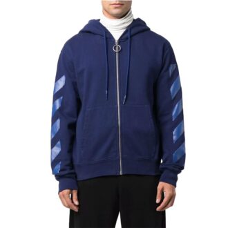 Off-White para hombre FW21 con cremallera a rayas, versión estándar, azul