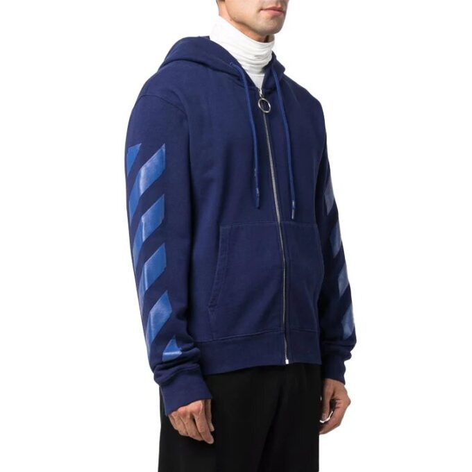 Off-White para hombre FW21 con cremallera a rayas, versión estándar, azul