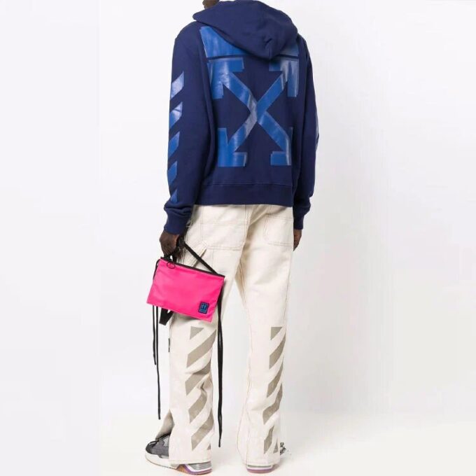 Off-White para hombre FW21 con estampado de flechas, corte holgado, azul