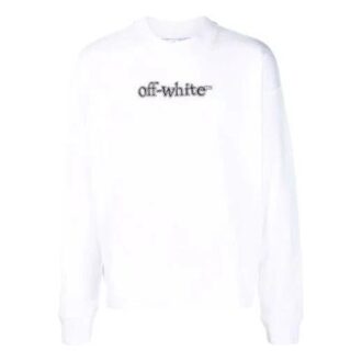 Off-White para hombre FW21 con estampado de letras, cuello redondo, corte holgado, blanco