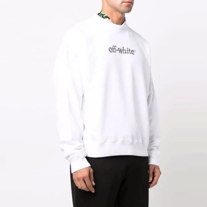 Off-White para hombre FW21 con estampado de letras, cuello redondo, corte holgado, blanco