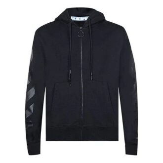 Off-White para hombre FW21 con estampado de logotipo, cremallera y corte ajustado, versión en negro