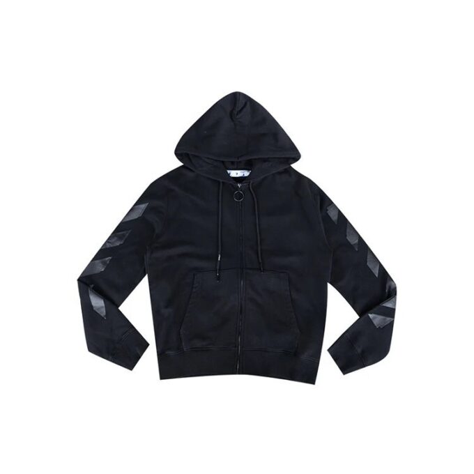 Off-White para hombre FW21 con estampado de logotipo, cremallera y corte ajustado, versión en negro