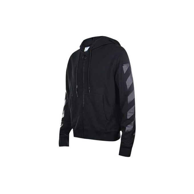 Off-White para hombre FW21 con estampado de logotipo, cremallera y corte ajustado, versión en negro