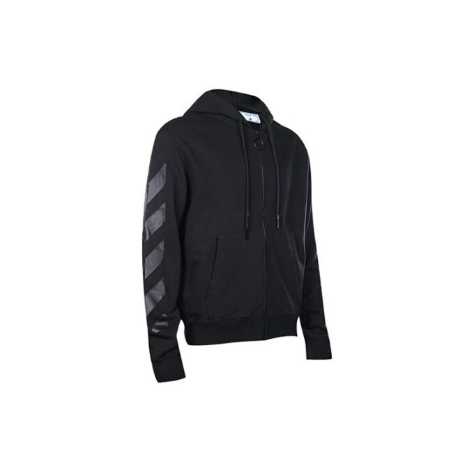 Off-White para hombre FW21 con estampado de logotipo, cremallera y corte ajustado, versión en negro