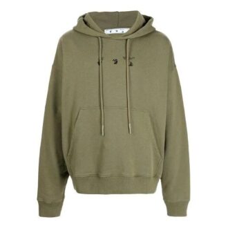 Off-White para hombre FW21 con estampado del logotipo, manga larga y corte holgado, verde