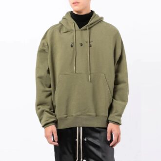 Off-White para hombre FW21 con estampado del logotipo, manga larga y corte holgado, verde
