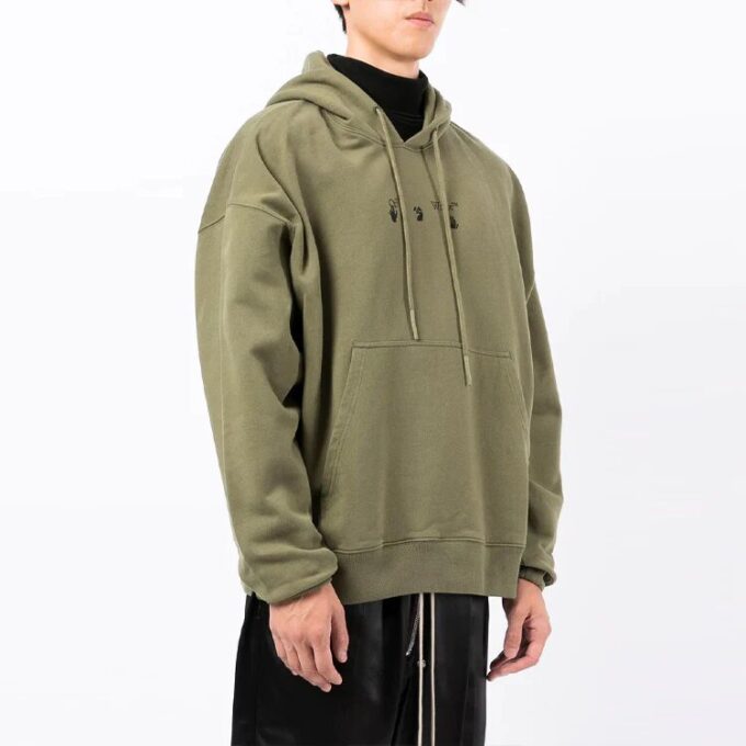Off-White para hombre FW21 con estampado del logotipo, manga larga y corte holgado, verde