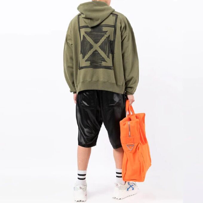 Off-White para hombre FW21 con estampado del logotipo, manga larga y corte holgado, verde
