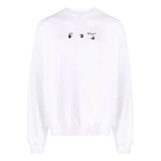 Off-White para hombre FW21 Jersey de cuello redondo con estampado de Arrows, corte holgado, blanco