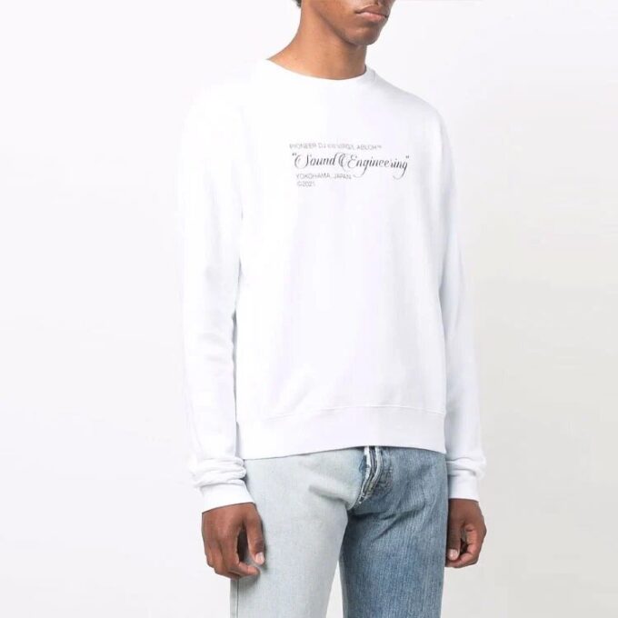 Off-White para hombre FW21 Jersey de cuello redondo con estampado de pintura, corte ajustado, blanco