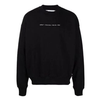 Off-White para hombre FW21 Jersey de cuello redondo con estampado del logotipo Tornado Arrow, corte holgado, negro