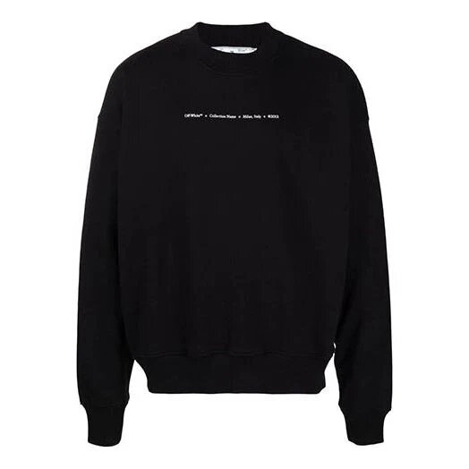 Off-White para hombre FW21 Jersey de cuello redondo con estampado del logotipo Tornado Arrow, corte holgado, negro