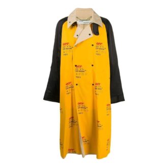 Off-White para hombre FW22 Chaqueta cortavientos amarilla de corte holgado con logo estampado en la solapa