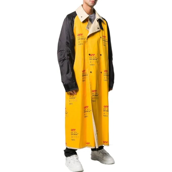 Off-White para hombre FW22 Chaqueta cortavientos amarilla de corte holgado con logo estampado en la solapa