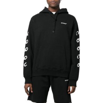 Off-White para hombre FW22 con estampado en la espalda, con capucha y manga larga, versión estándar, negro
