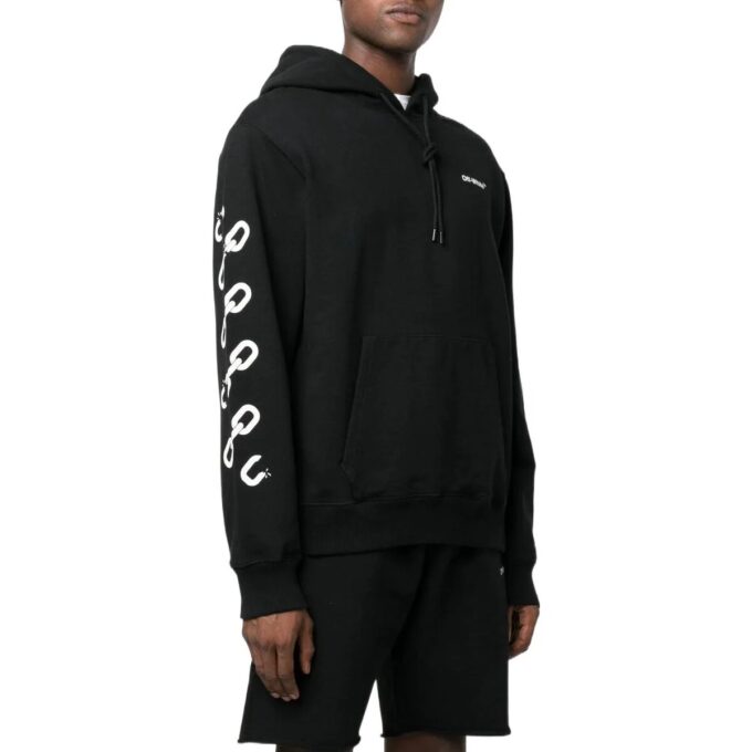 Off-White para hombre FW22 con estampado en la espalda, con capucha y manga larga, versión estándar, negro