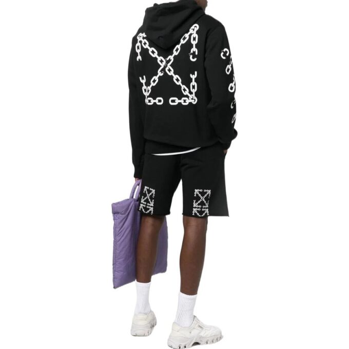 Off-White para hombre FW22 con estampado en la espalda, con capucha y manga larga, versión estándar, negro