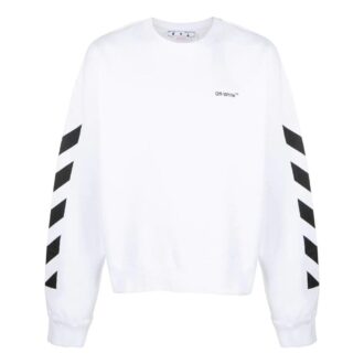 Off-White para hombre FW22 con rayas laterales y estampado de letras, cuello redondo recto y manga larga, otoño, blanco Off-White para hombre FW22 con rayas laterales y estampado de letras, cuello redondo recto y manga larga, otoño, blanco