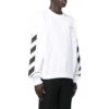 Off-White para hombre FW22 con rayas laterales y estampado de letras, cuello redondo recto y manga larga, otoño, blanco