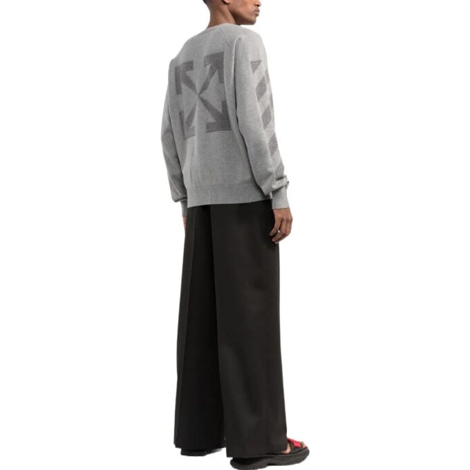 Off-White para hombre FW22 Jersey de cuello redondo con estampado de logotipo de flecha a rayas, versión gris