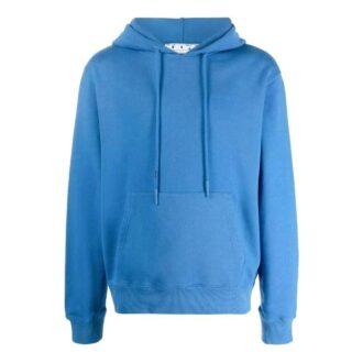 Off-White para hombre FW22, versión de manga larga con capucha y estampado de rayas en la espalda, color liso, azul