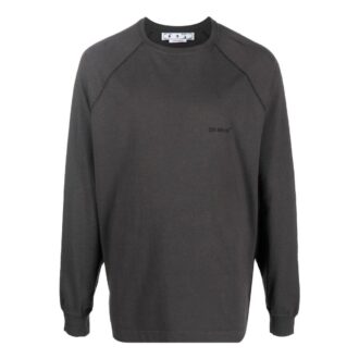 Off-White para hombre, jersey de cuello redondo con estampado de logotipo, manga larga, gris Off-White para hombre, jersey de cuello redondo con estampado de logotipo, manga larga, gris