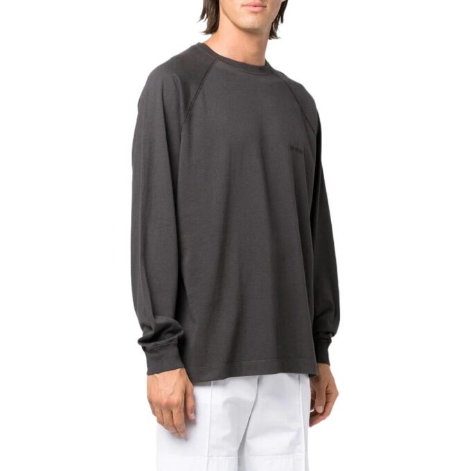 Off-White para hombre, jersey de cuello redondo con estampado de logotipo, manga larga, gris