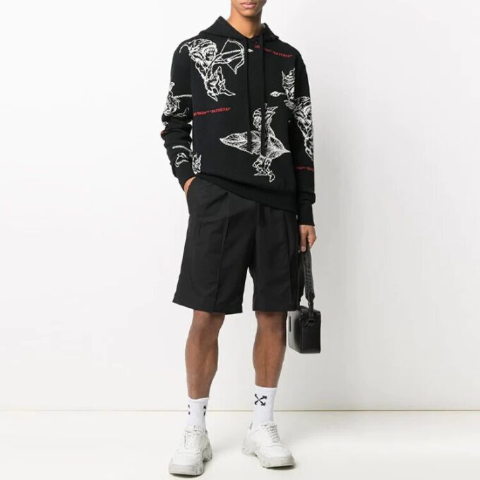 Off-White para hombre SS21 Jersey de punto intarsia negro