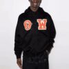 Off-White para hombre, sudadera con cremallera y estampado de letras de skate, corte holgado, negro