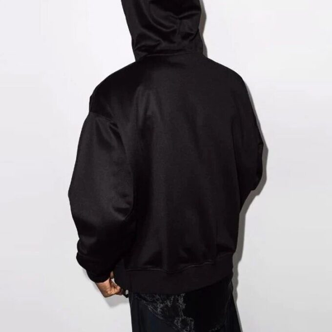 Off-White para hombre, sudadera con cremallera y estampado de letras de skate, corte holgado, negro