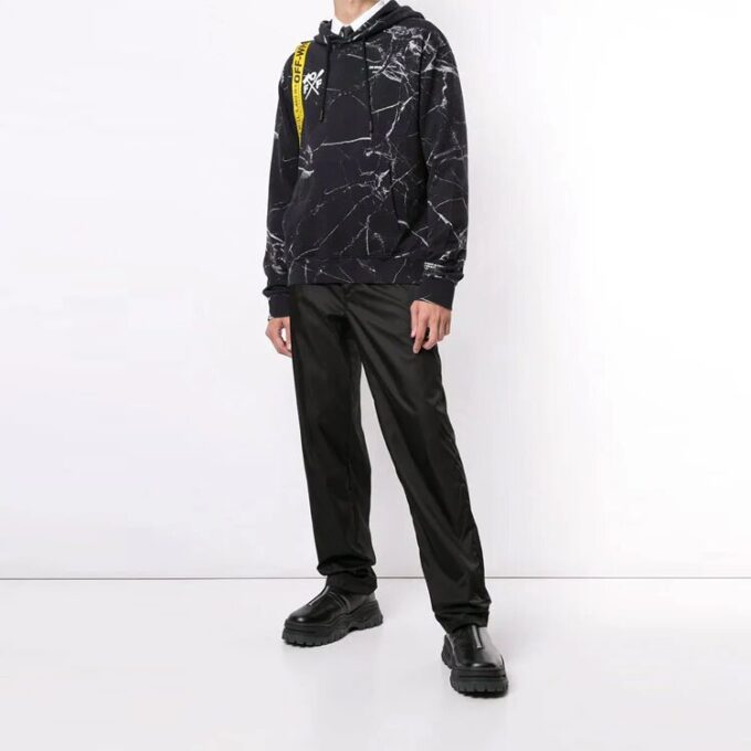 Off-White para hombre, temporada primavera-verano 2021, estampado grande, negro