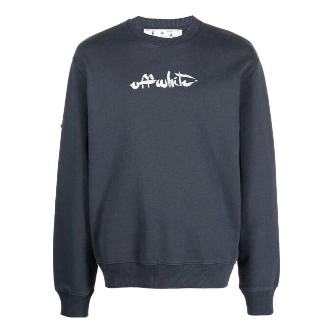 Off-White para hombre, temporada primavera-verano 2022, camiseta de manga larga con cuello redondo y estampado de Arrows, color gris